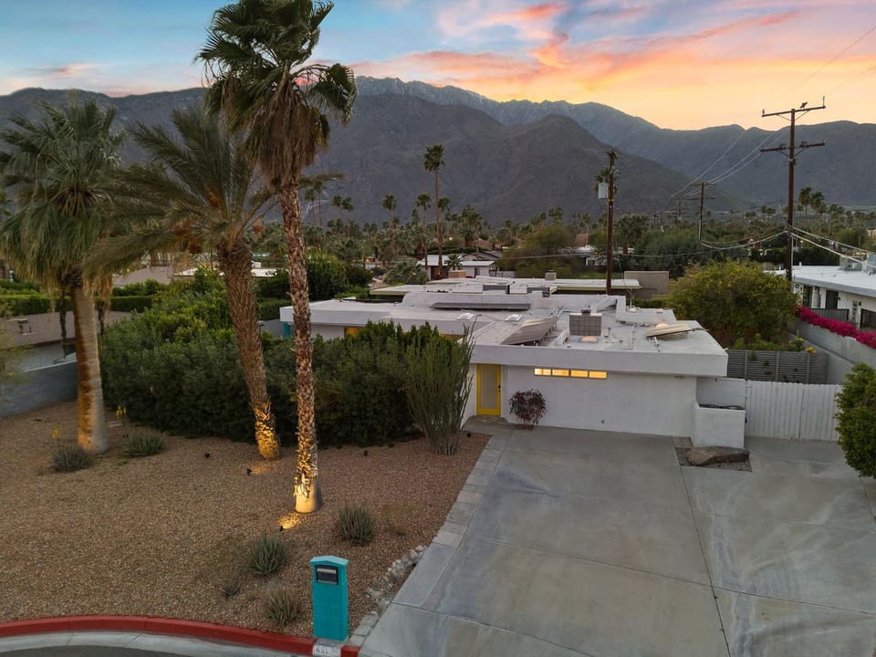 Property building, Natural landscape, Mountain view, Sunset
