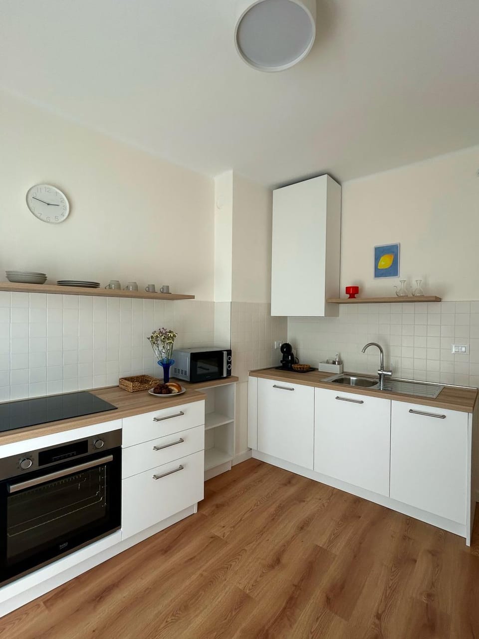 Kitchen or kitchenette, dishwasher, oven, stove