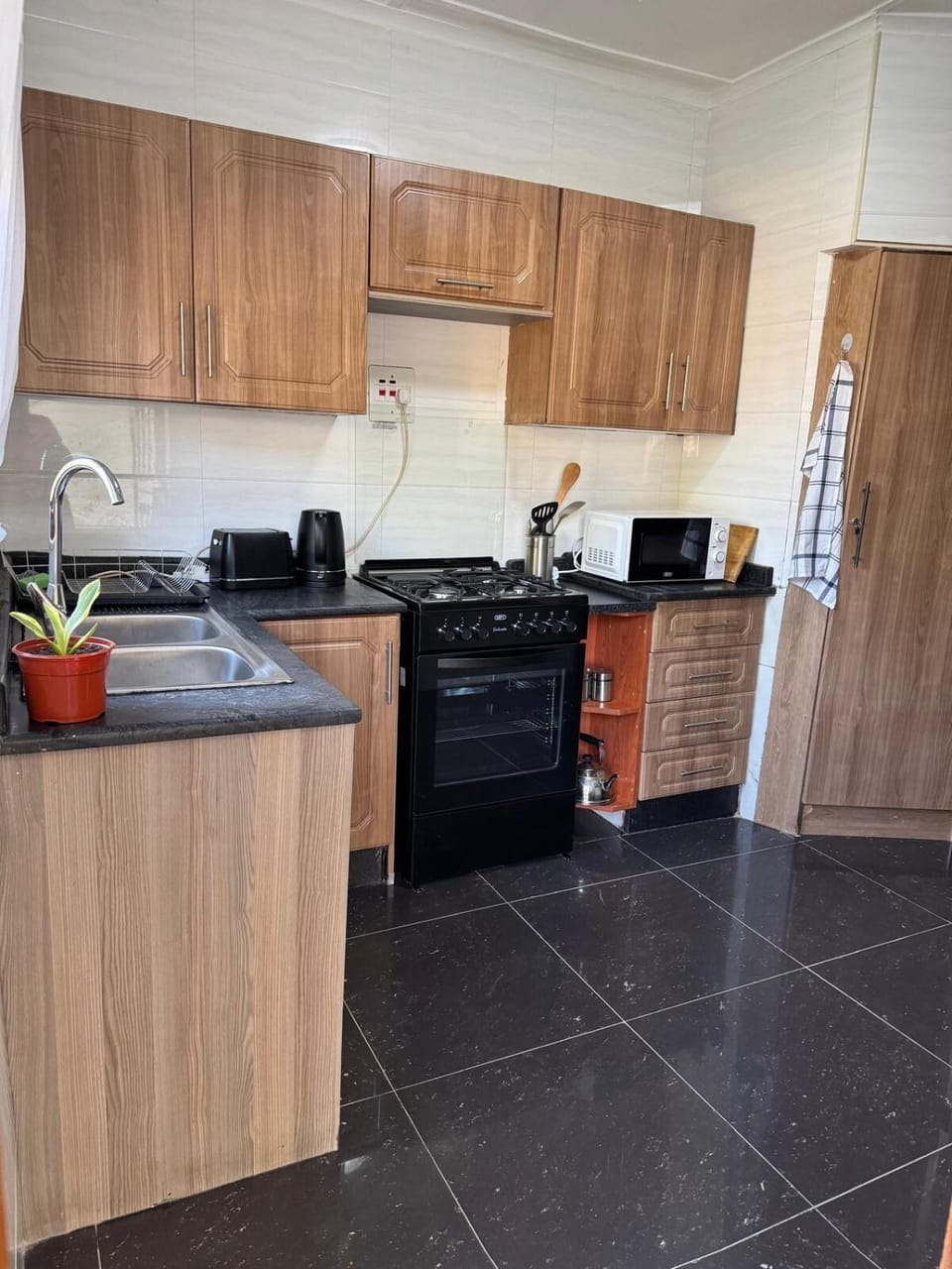 Kitchen or kitchenette, oven, stove, toaster
