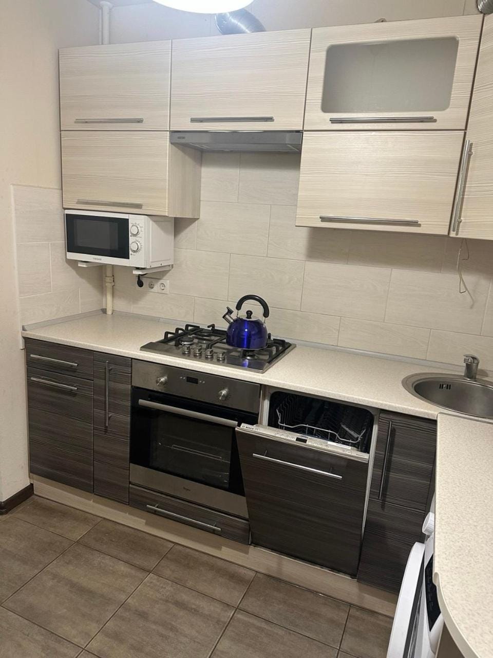 Kitchen or kitchenette, stove