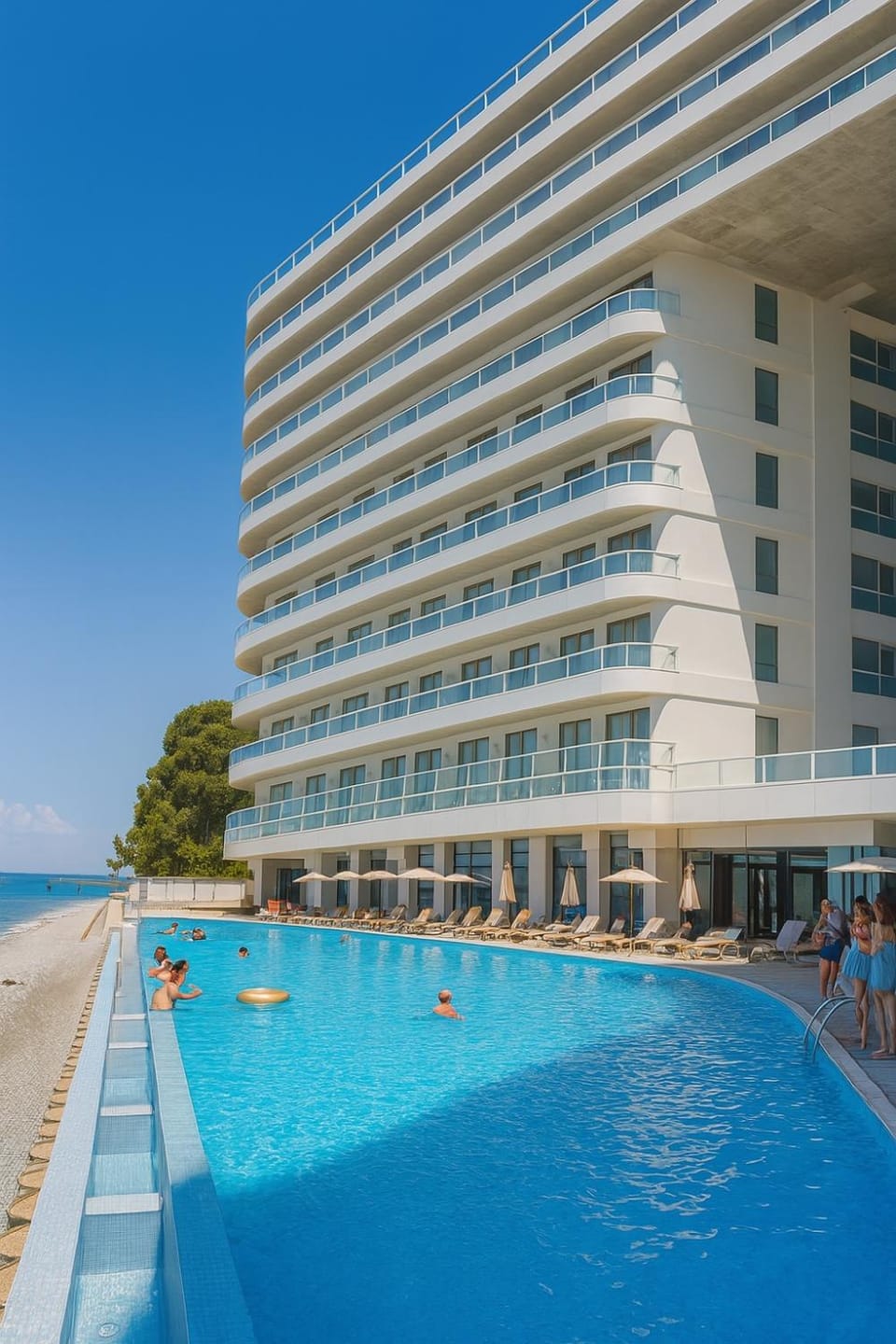 Property building, Swimming pool, sunbed
