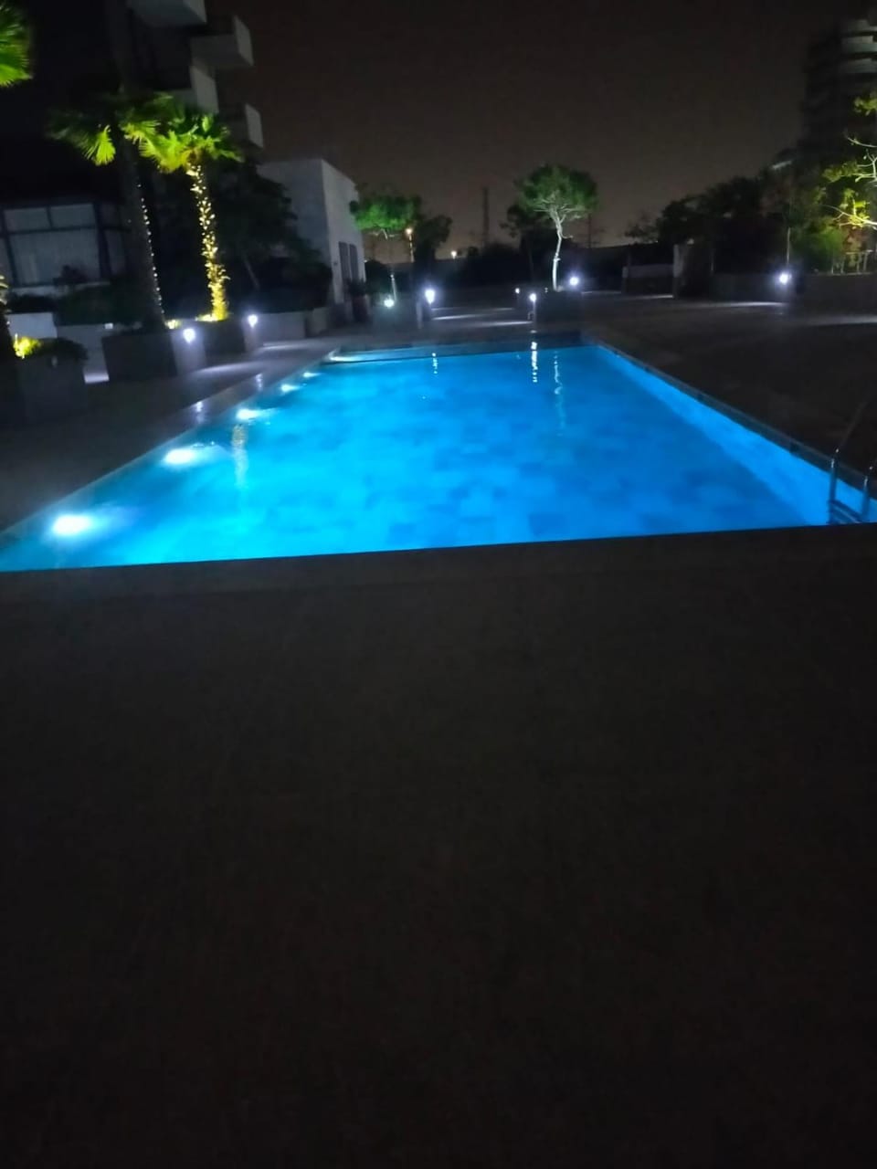 Night, Pool view, Swimming pool