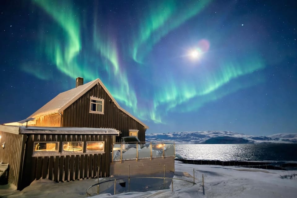 Property building, Nearby landmark, Night, Natural landscape, Winter, Sea view