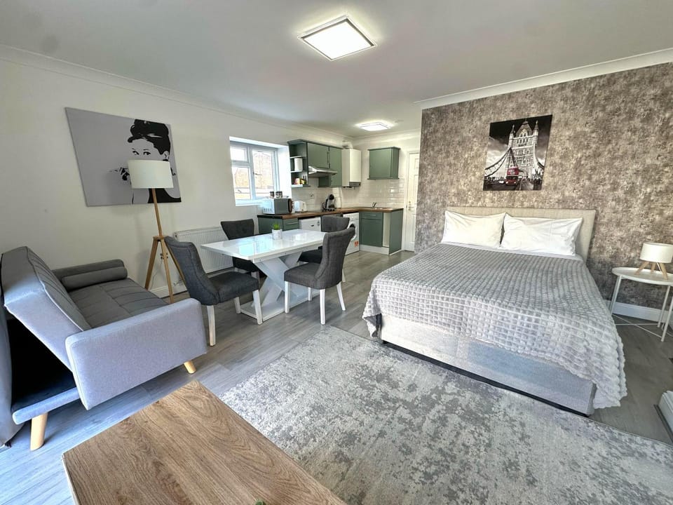 Kitchen or kitchenette, Photo of the whole room, Seating area, Dining area, Bedroom