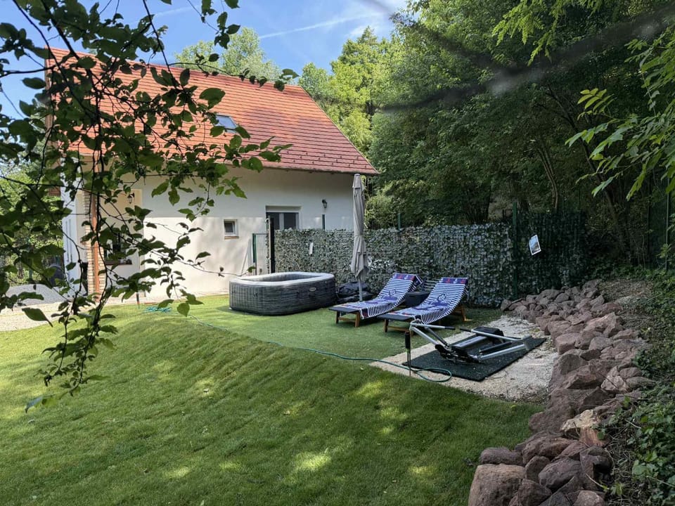 Patio, Natural landscape, Garden, sunbed