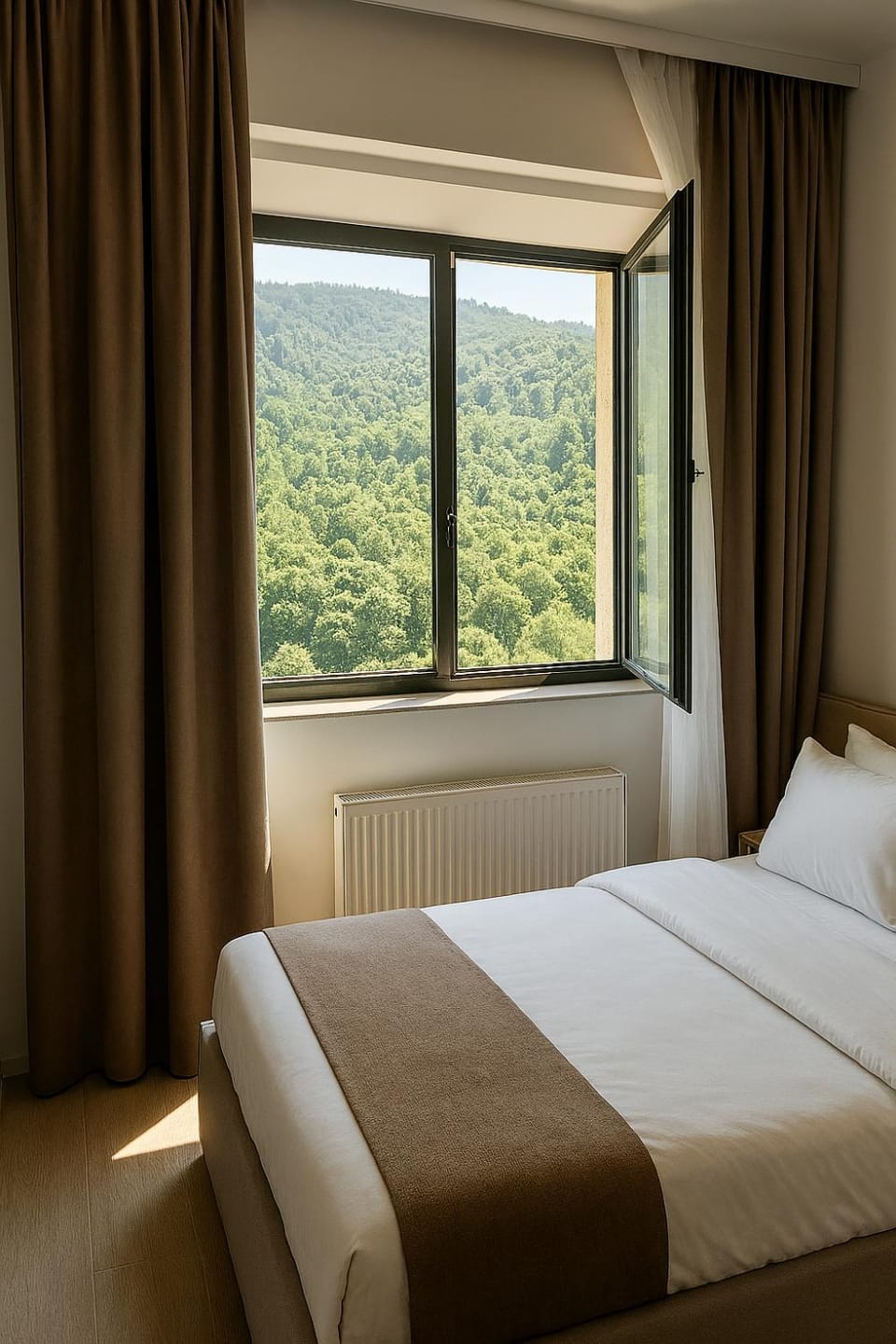 Bed, Natural landscape, Photo of the whole room, Bedroom, Mountain view