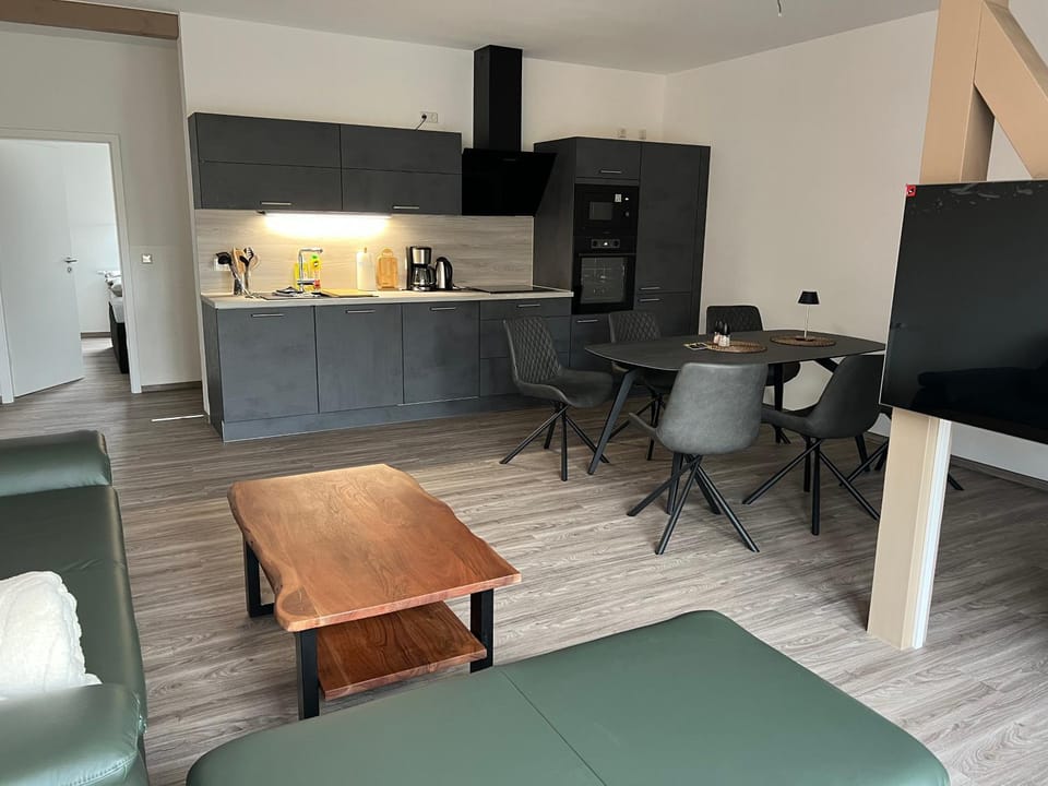 Living room, kitchen