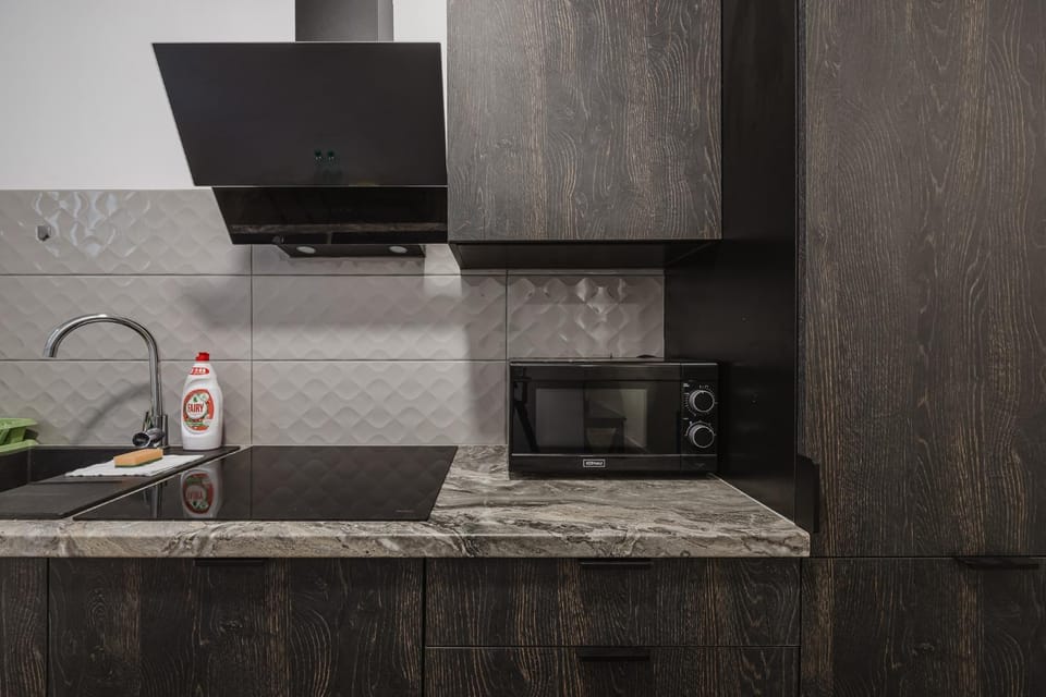 Kitchen or kitchenette, stove