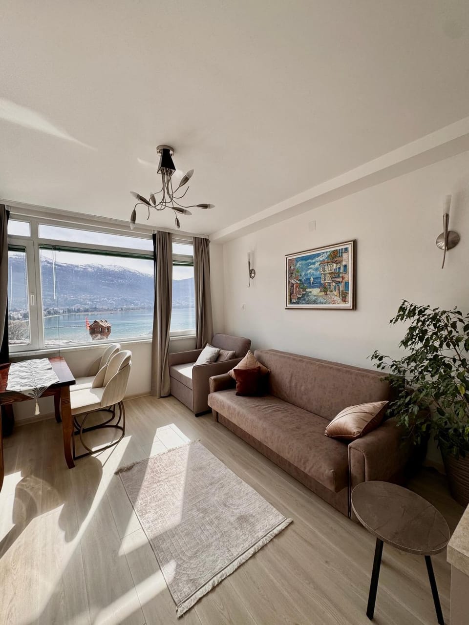 Living room, Seating area, Lake view