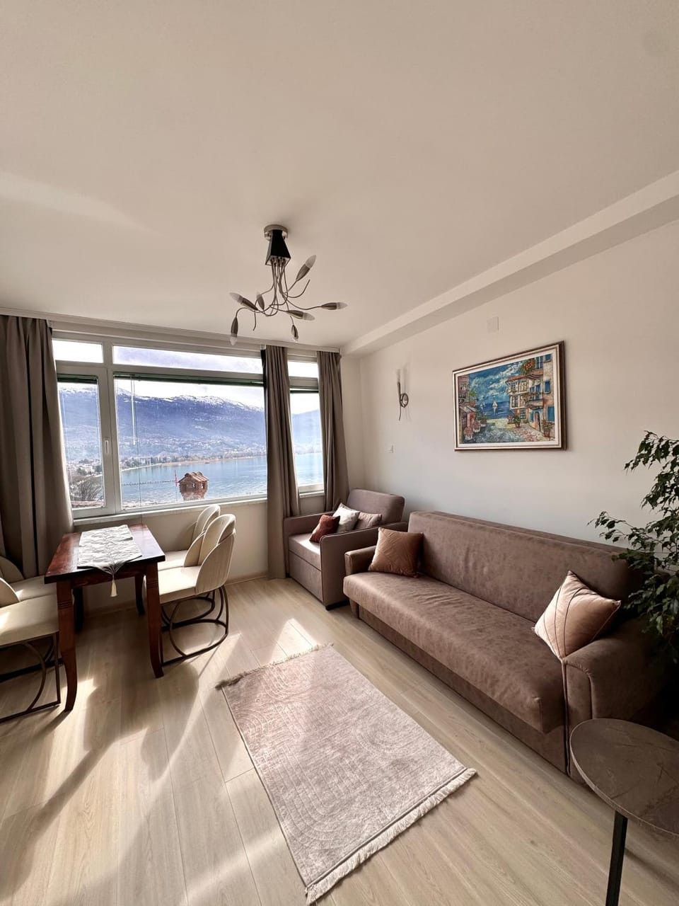 Living room, Seating area, Lake view, Mountain view