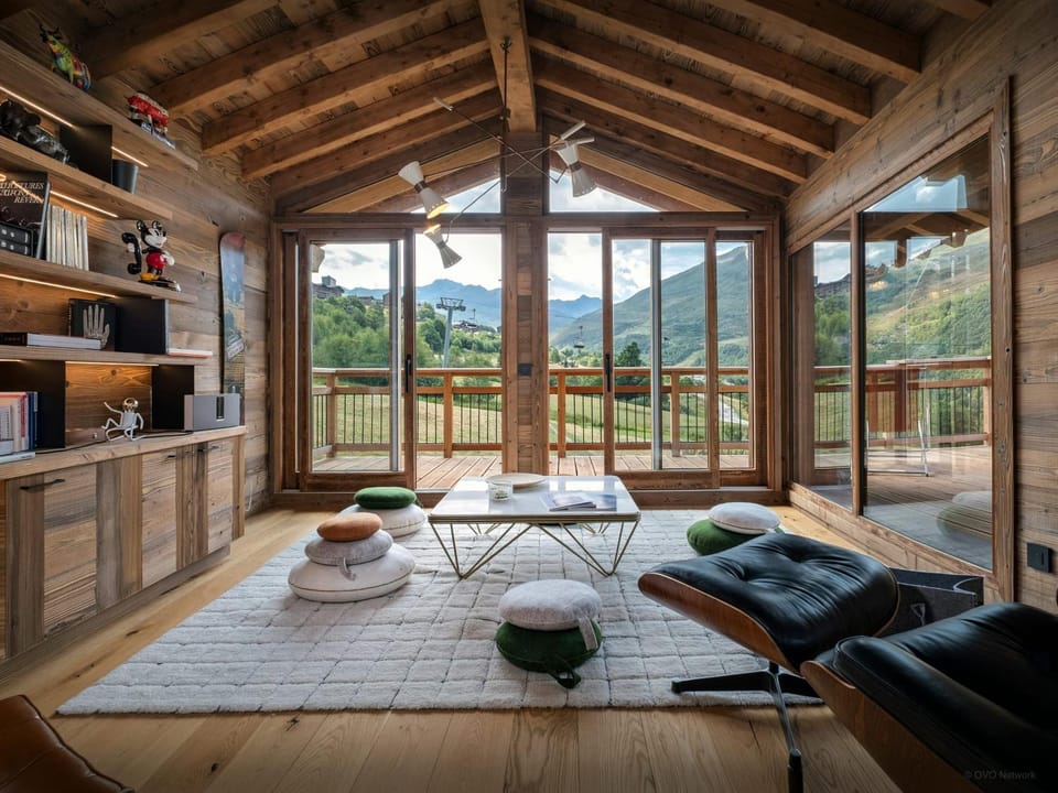 Natural landscape, Summer, Living room, Seating area, Mountain view