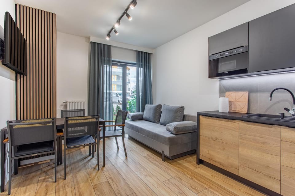Kitchen or kitchenette, Living room, Seating area