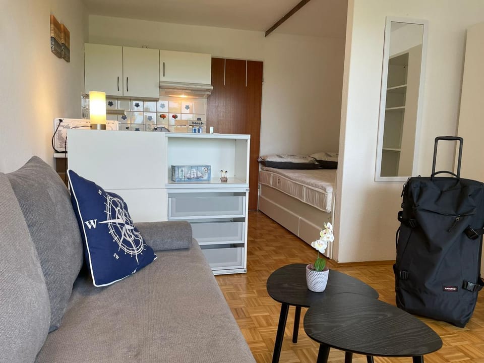 Bed, Kitchen or kitchenette, Living room, Photo of the whole room, Seating area