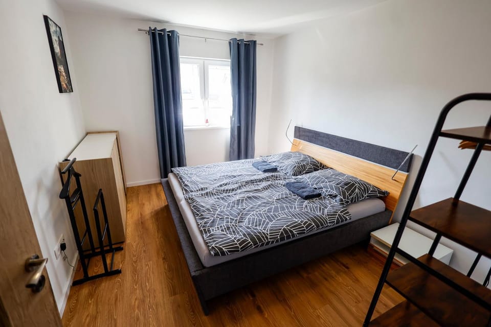 Bed, Photo of the whole room, Bedroom, furniture, towels