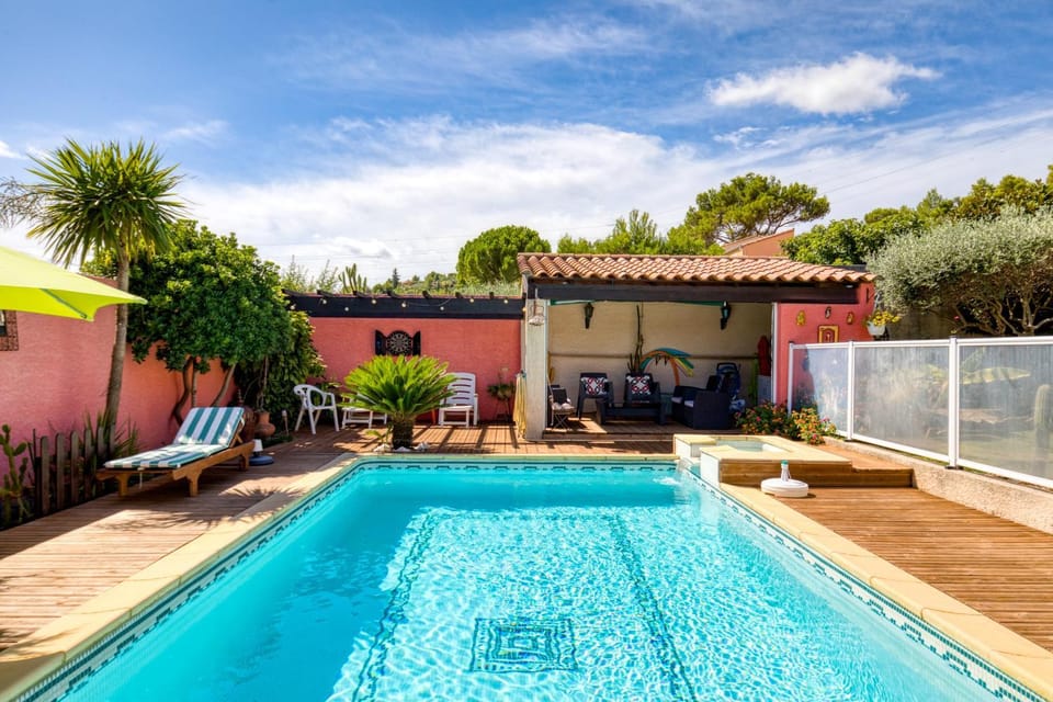 Property building, Living room, Swimming pool