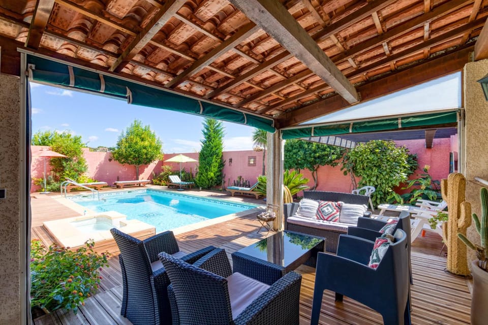 Property building, Living room, Swimming pool