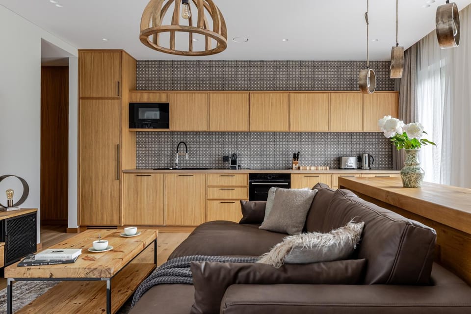 Kitchen or kitchenette, Living room, Seating area