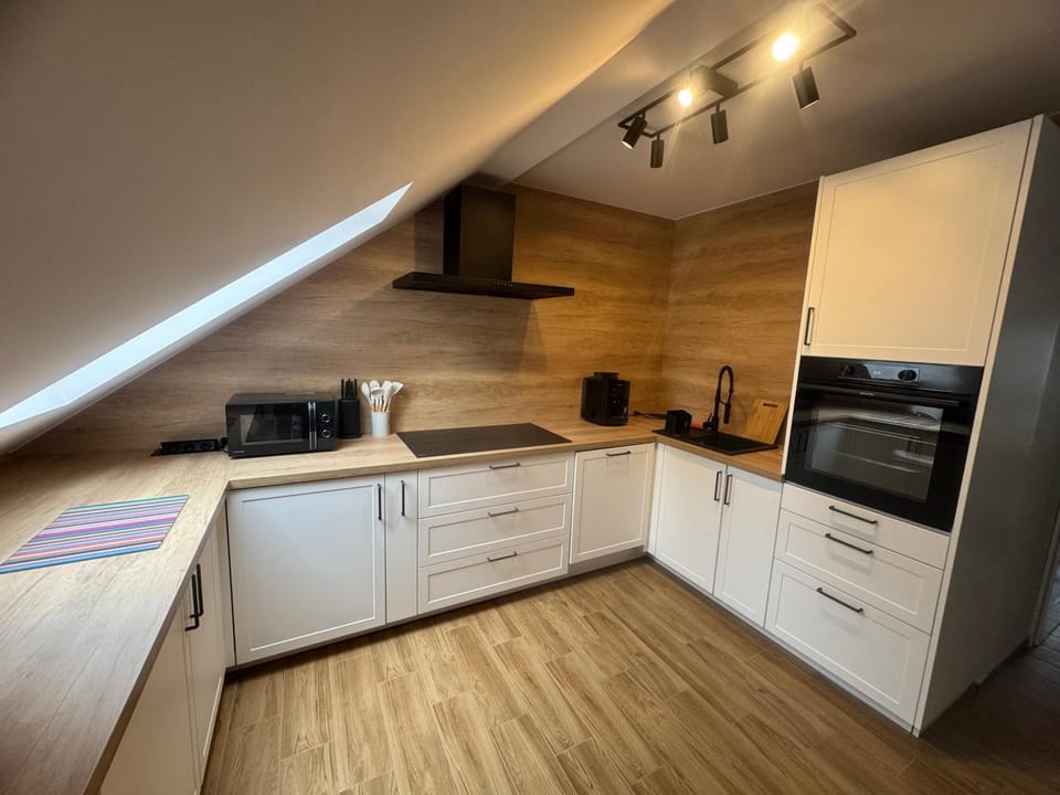 Kitchen or kitchenette, dishwasher, stove