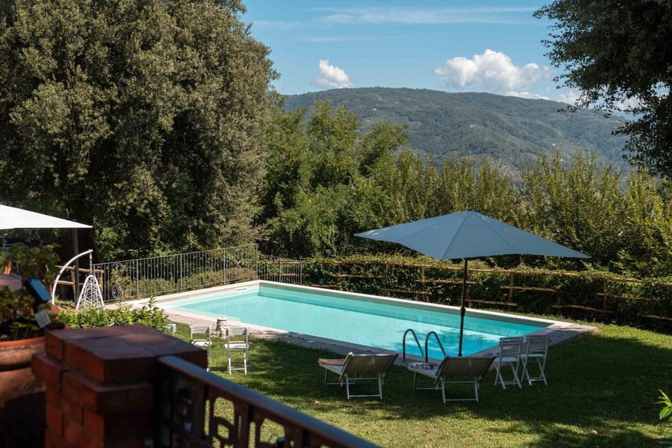 Day, Natural landscape, Garden, Garden view, Mountain view, Pool view, Swimming pool, sunbed