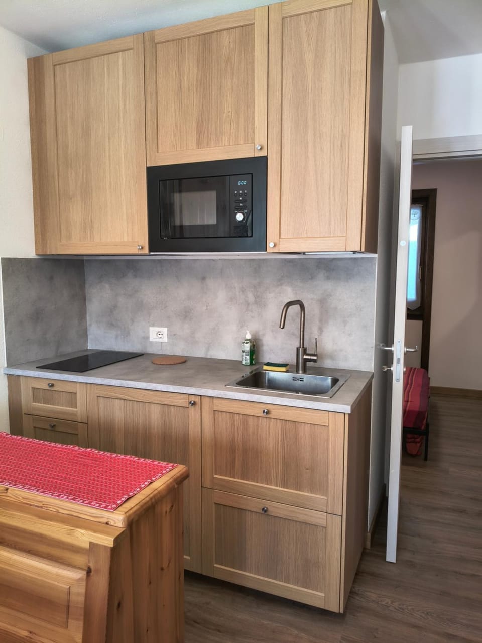 Kitchen or kitchenette, stove