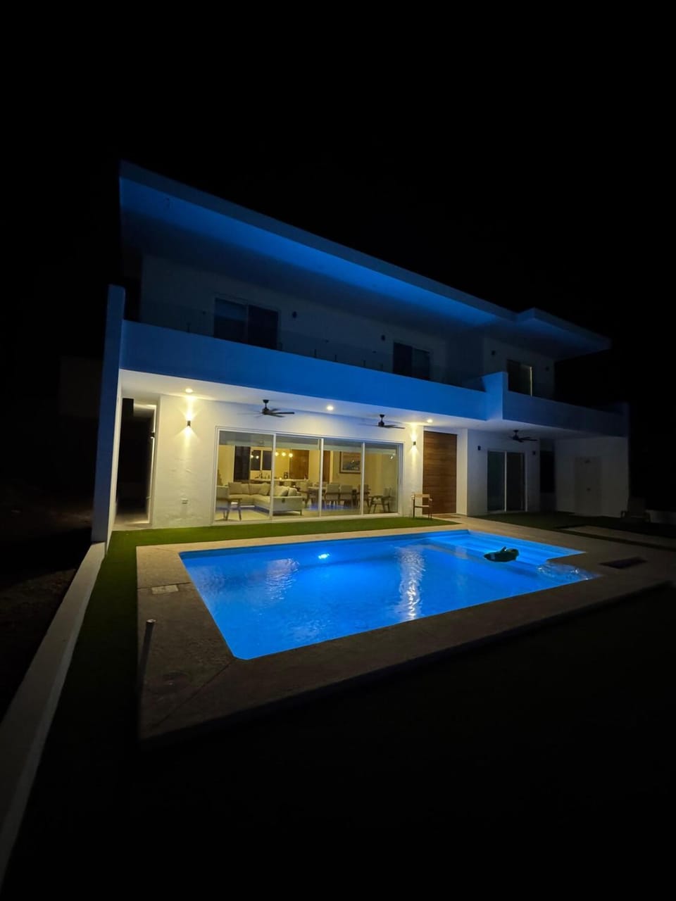 Night, Pool view, Swimming pool