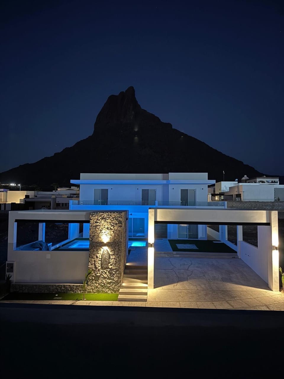 Property building, Night, Natural landscape, Mountain view