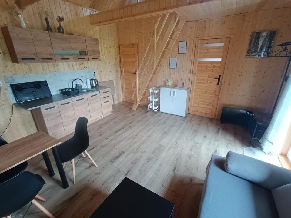Kitchen or kitchenette, Living room, stove