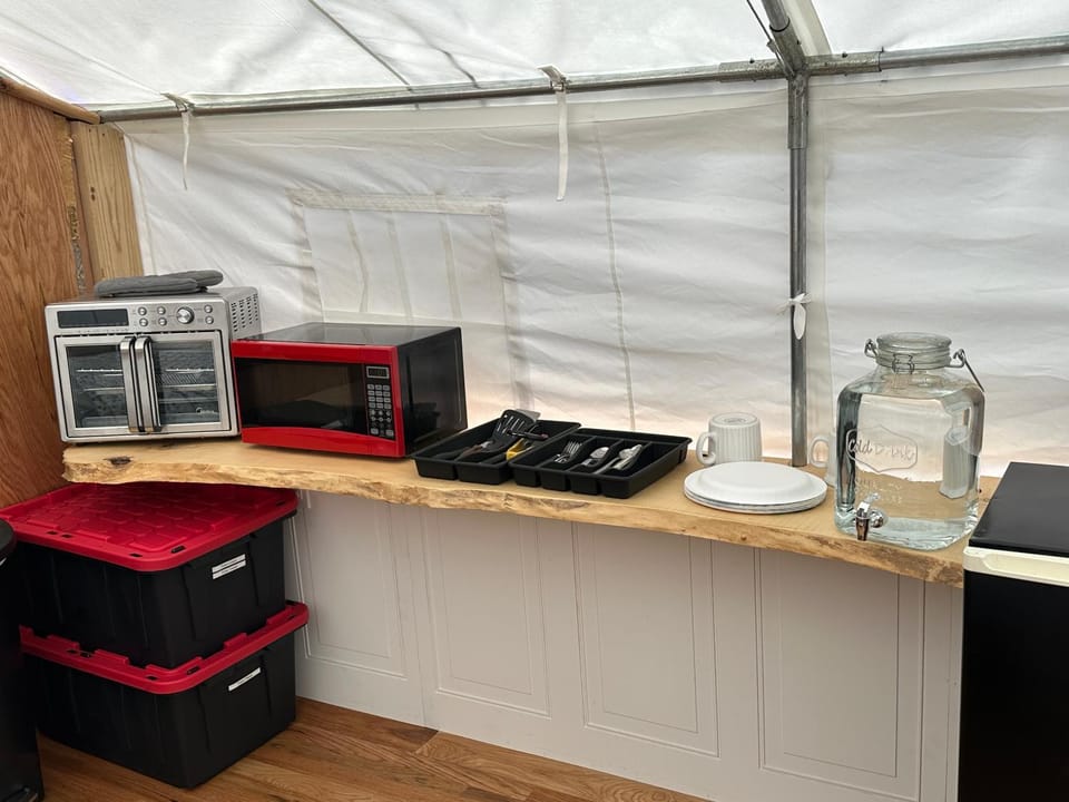 Kitchen or kitchenette, toaster