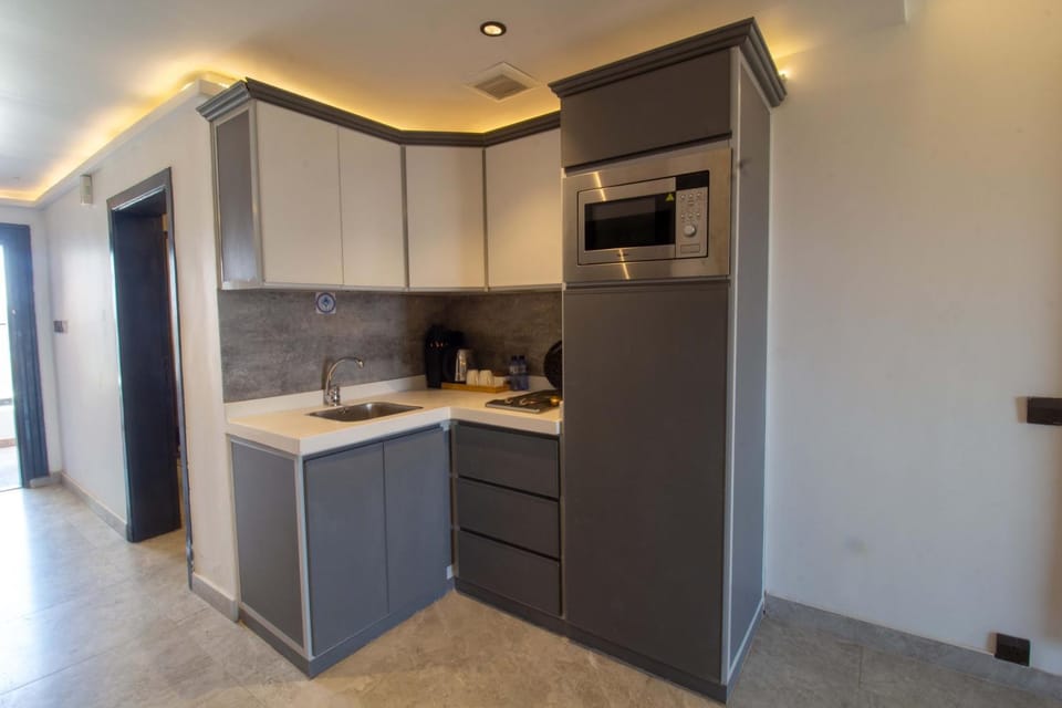 Kitchen or kitchenette, oven
