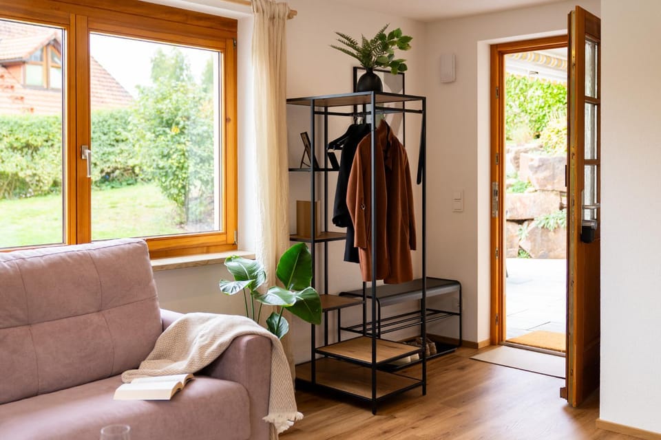 Living room, Seating area, Garden view
