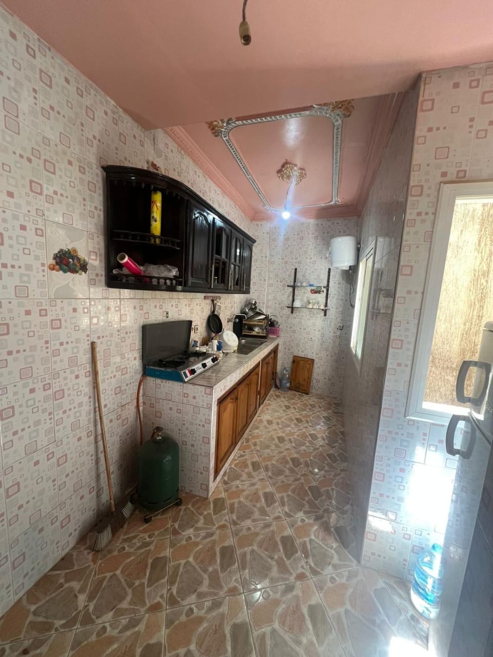 Kitchen or kitchenette, stove