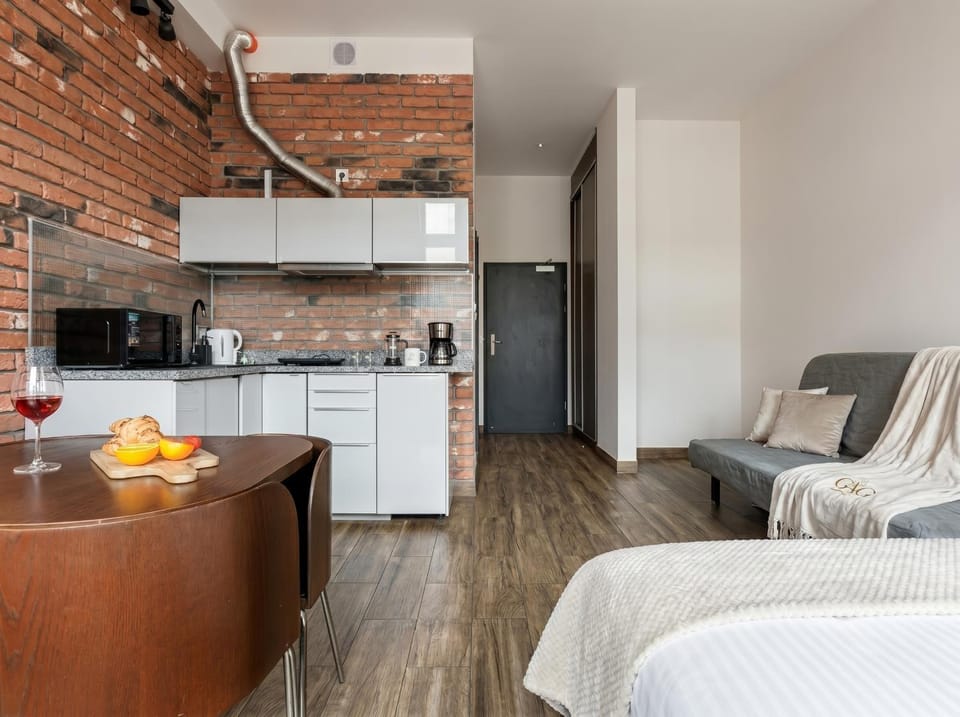 Bed, TV and multimedia, Kitchen or kitchenette, Living room, Seating area, Bedroom, oven