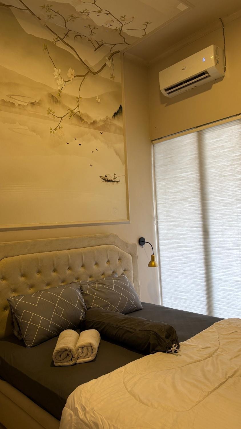 Bed, Photo of the whole room, Bedroom, air conditioner
