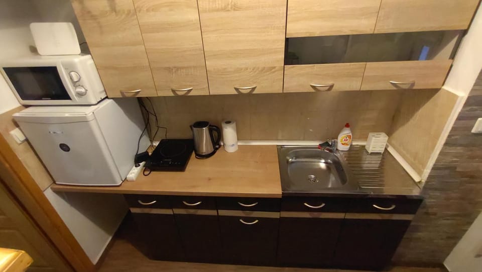 Kitchen or kitchenette, internet, microwave, stove