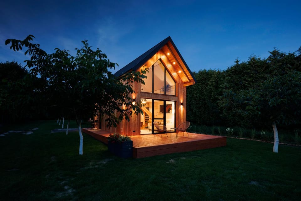 Property building, Night, Garden view