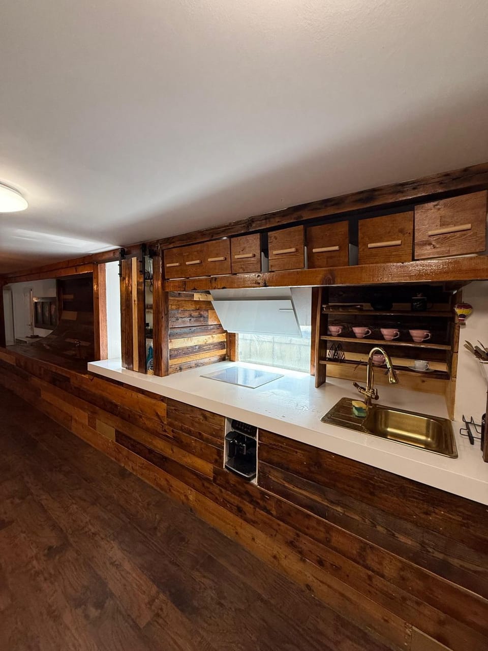 Kitchen or kitchenette, stove