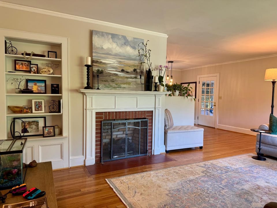 Living room, fireplace