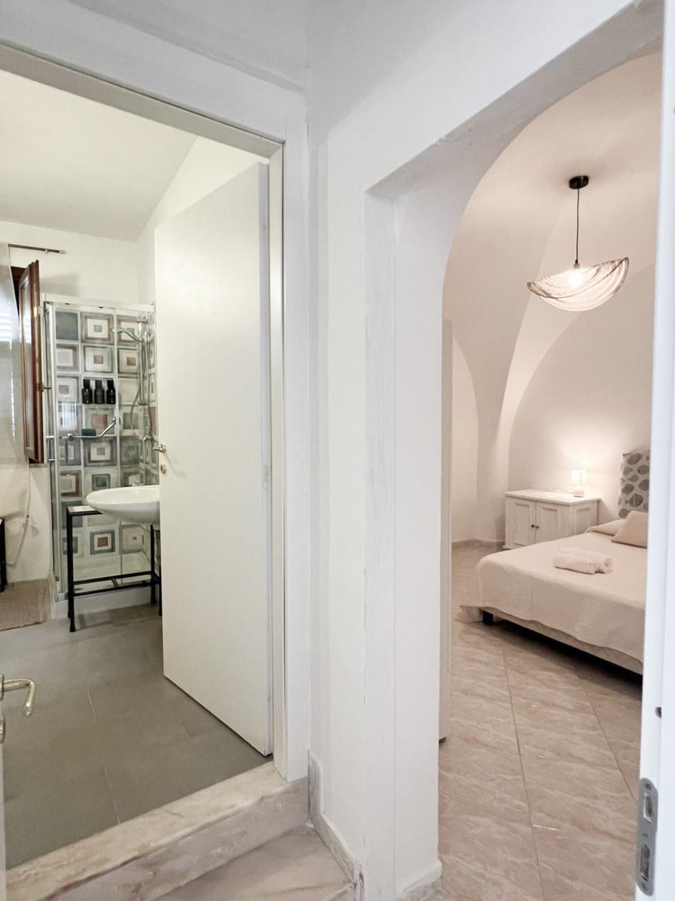 Shower, Bed, Bathroom, Bedroom