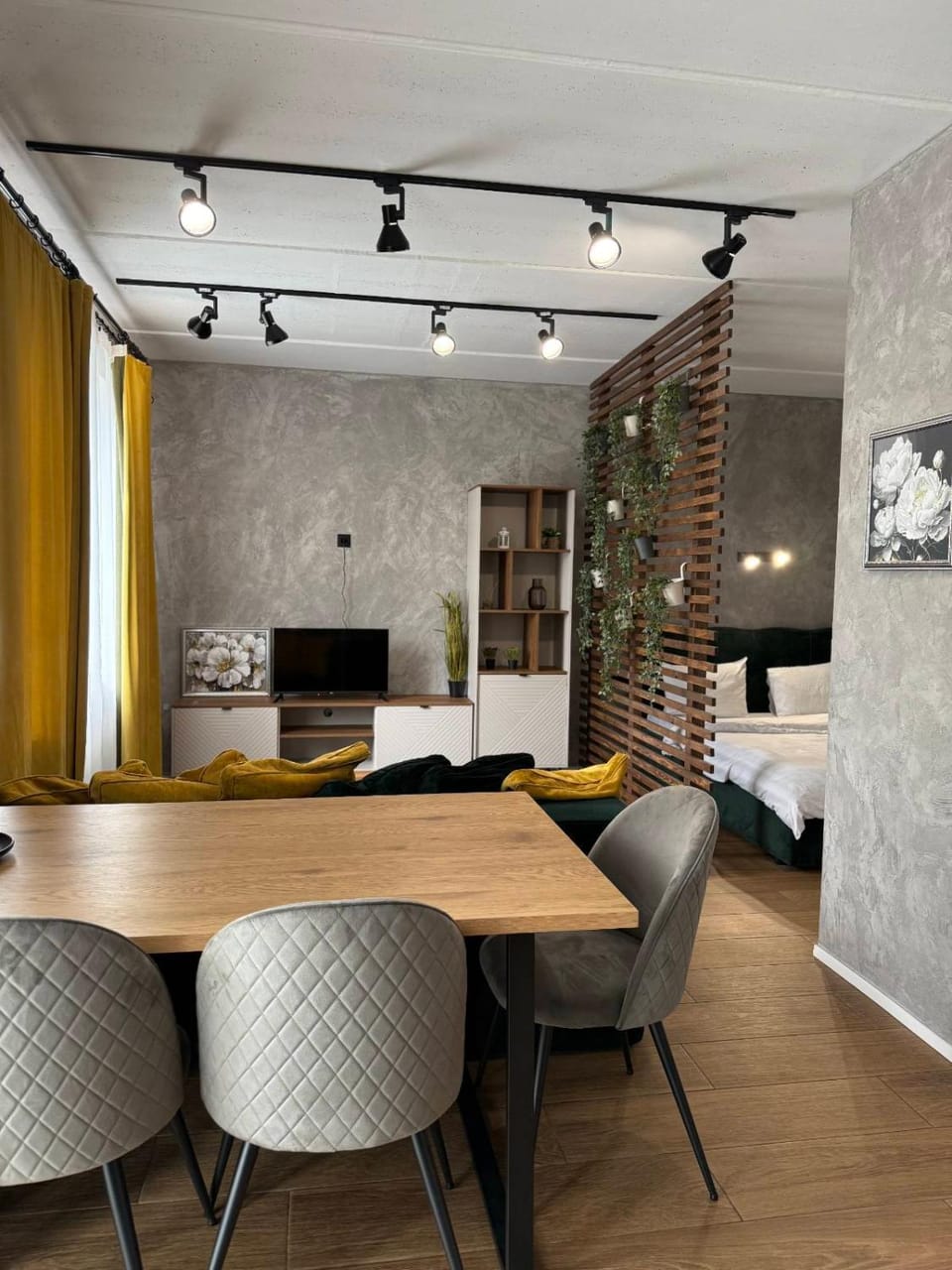 Bed, TV and multimedia, Living room, Seating area, Dining area, Bedroom