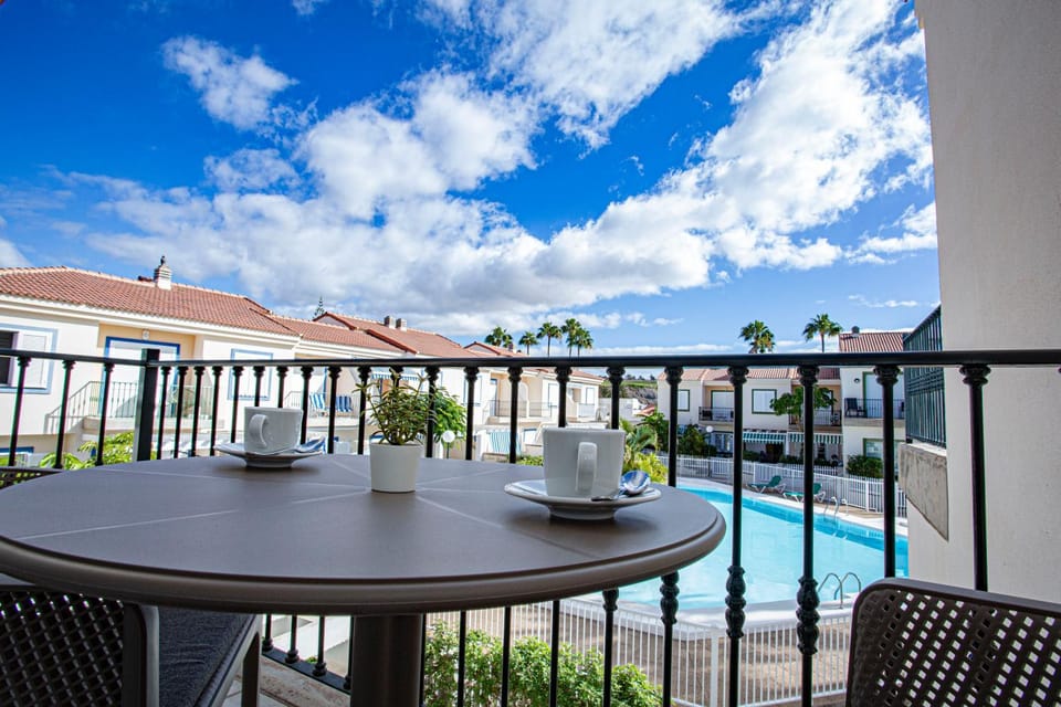 View (from property/room), Balcony/Terrace, Pool view, Swimming pool