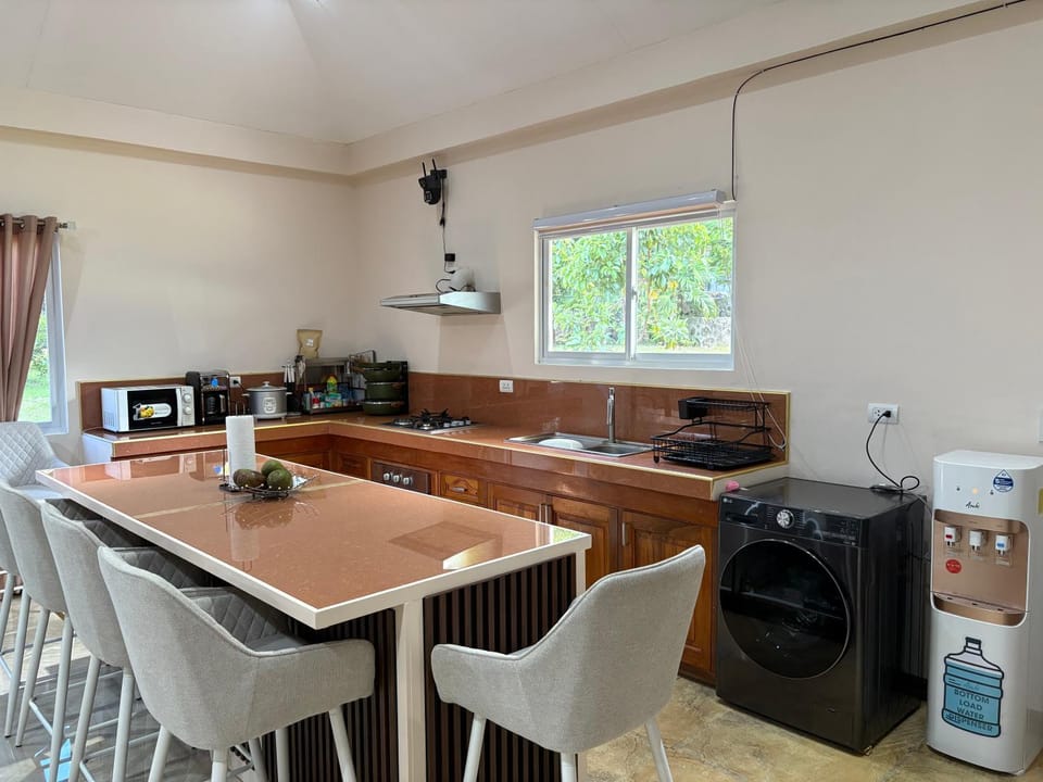 Coffee/tea facilities, Kitchen or kitchenette, Dining area, stove