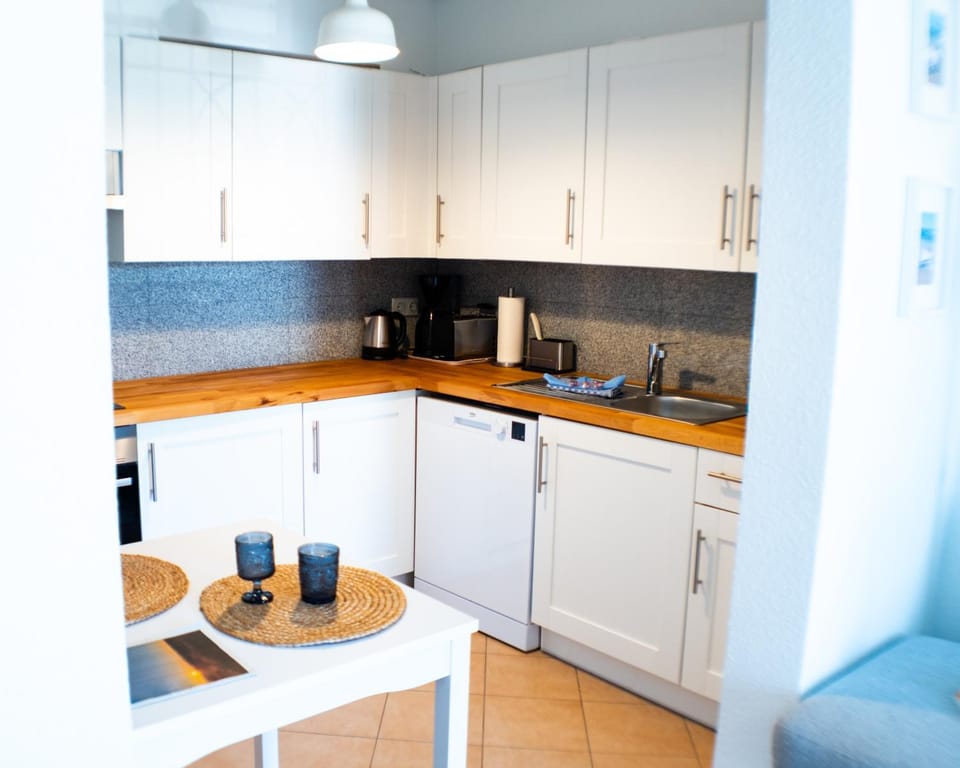 Kitchen or kitchenette, dishwasher, stove