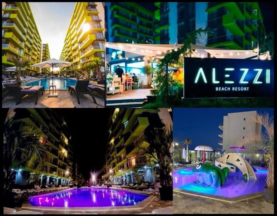 Night, Pool view, Swimming pool