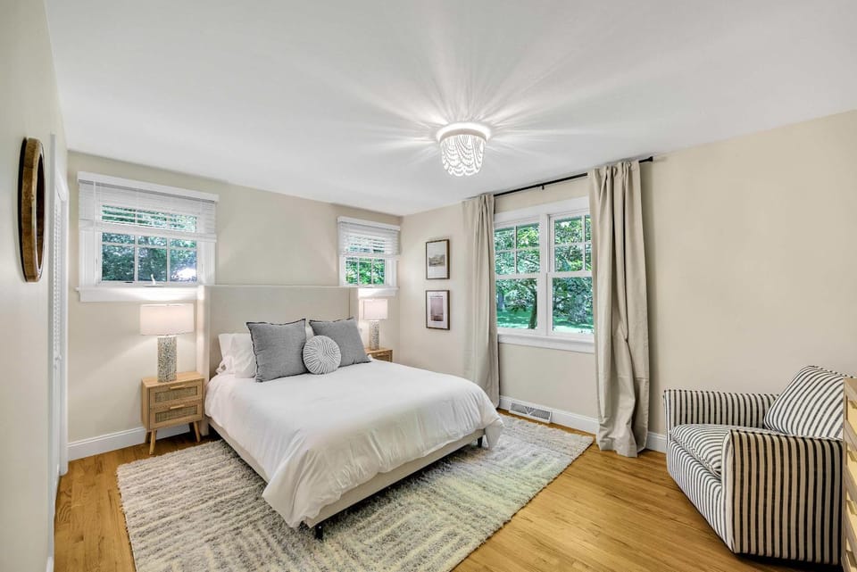 1 Story Family Home Half Mile to Beach with Patio , Grill, Office with Twin Beds, Peaceful Wooded Setting, Spacious Driveway, Garden Views, Walk to Shore, Perfect Cape Cod Getaway for Families House in Falmouth