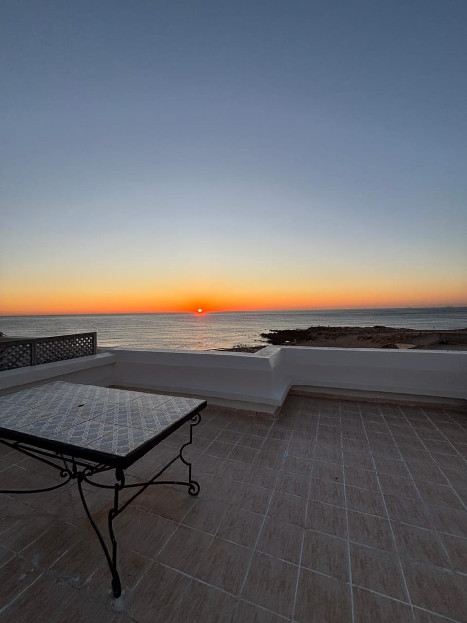 Patio, Natural landscape, Sea view, Sunset