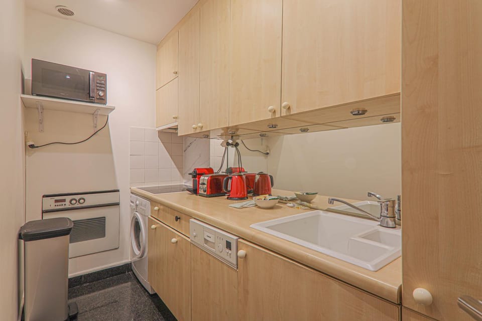 Kitchen or kitchenette, dishwasher, stove