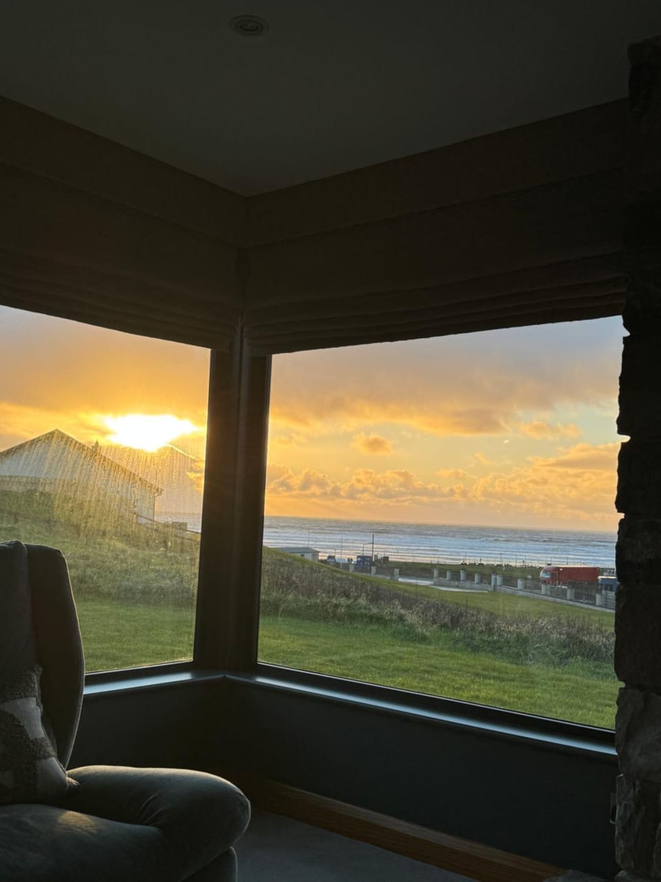 View (from property/room), Living room, Sunset