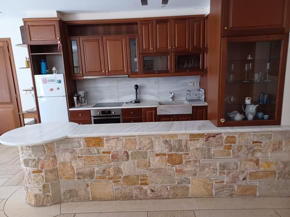 Kitchen or kitchenette, stove