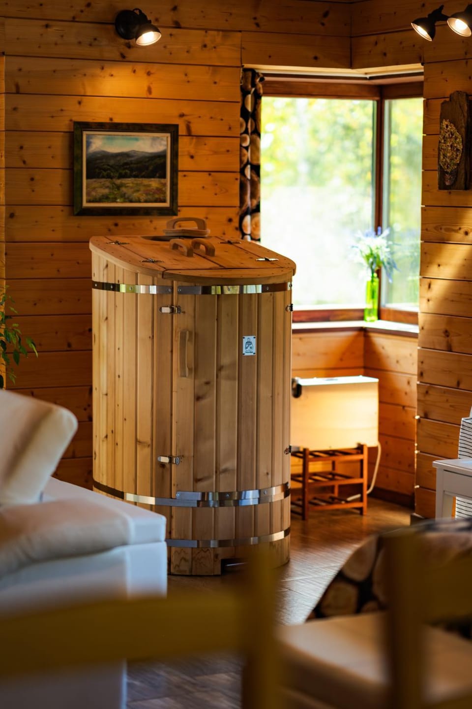 Sauna, Sauna, Living room, Spa and wellness centre/facilities, Spa and wellness centre/facilities, Seating area, heating, wardrobe