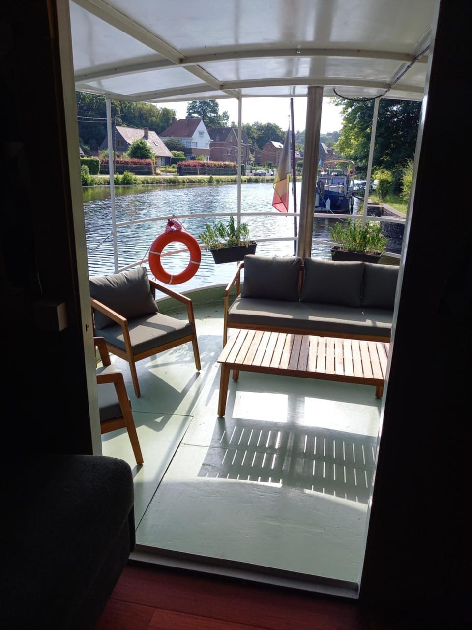 Péniche Jeannine Docked boat in Wallonia, Belgium